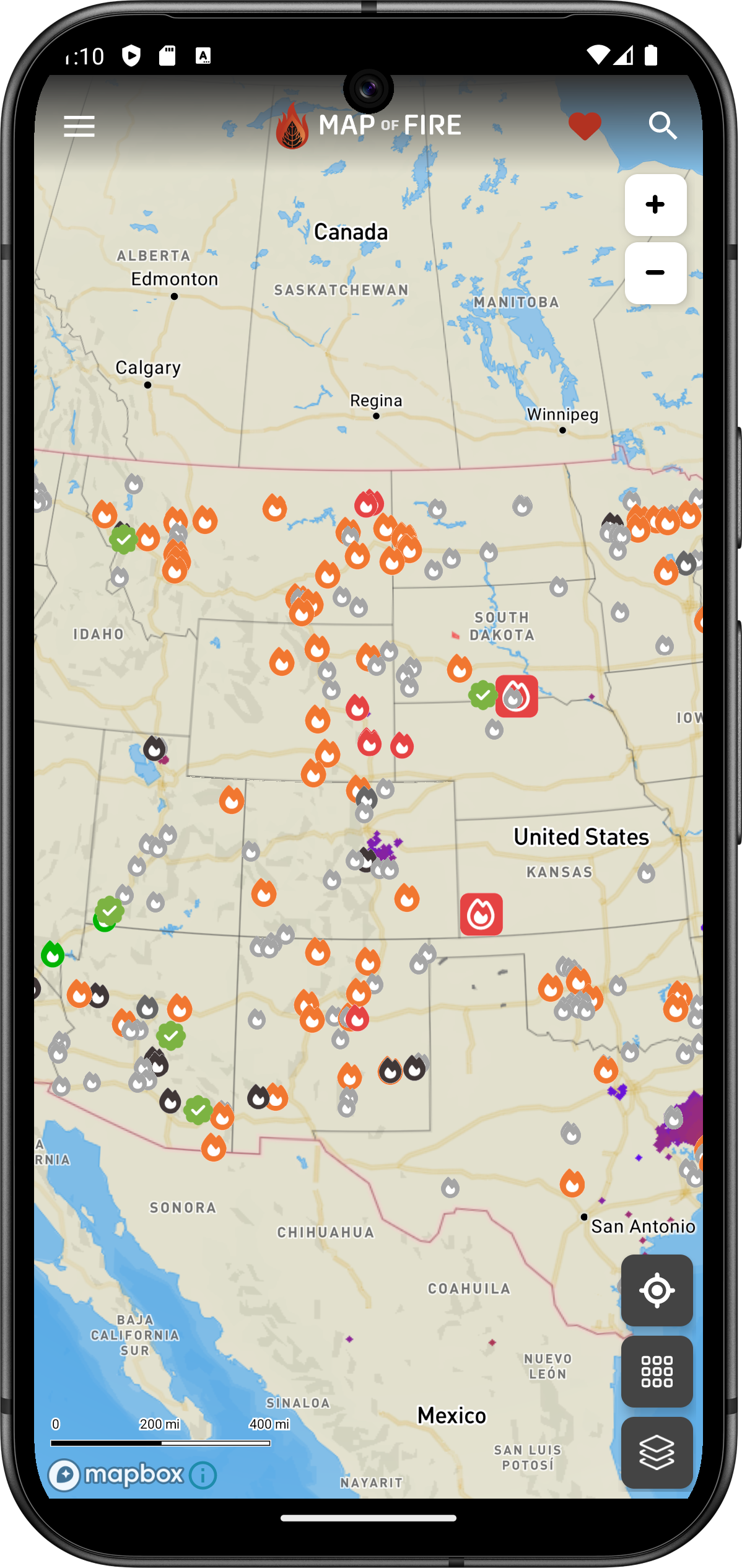 Map of Fire Android app